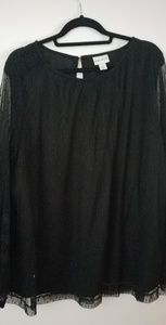 Black blouse with lace overlay
